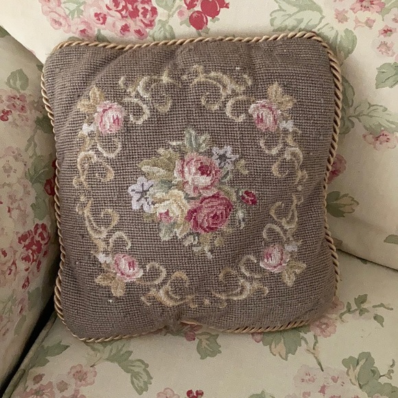 Vintage embroidered velvet pillow